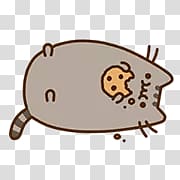 Pusheen cat eating illustration, Pusheen Eating Cookie transparent background PNG clipart