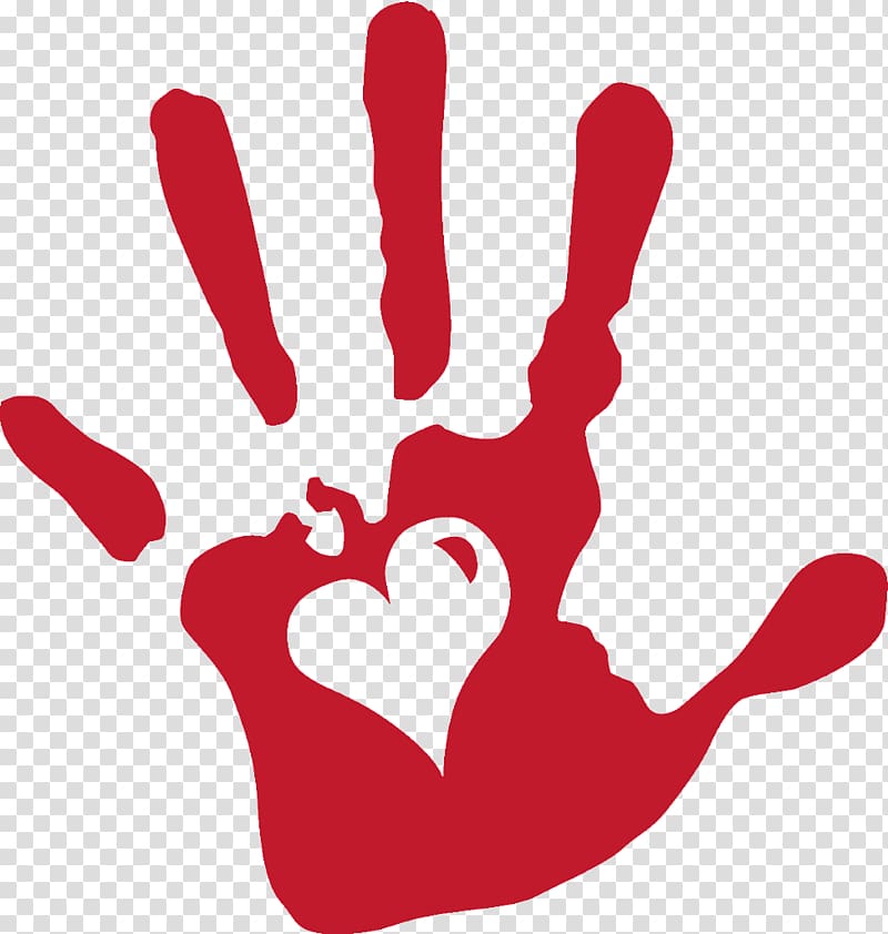 red hand print art, Helping Hands Resale Shoppe Child Color , hand holding transparent background PNG clipart