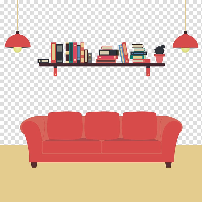 Couch Television frame, Book and red sofa material transparent background PNG clipart