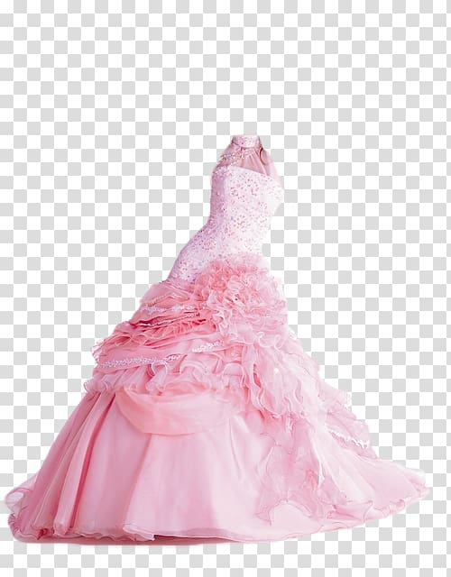 Wedding dress Ball gown Cocktail dress, pink wedding dress transparent background PNG clipart