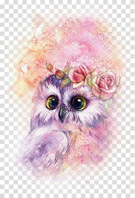 Owl Watercolor painting Drawing Art, owl transparent background PNG clipart