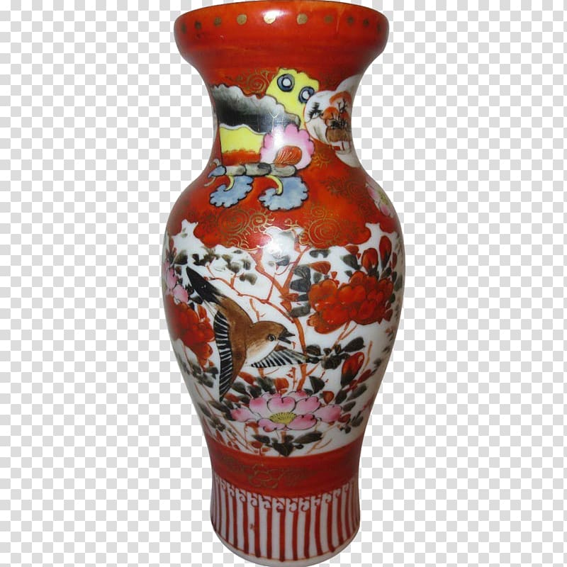 Japan Vase Ceramic Porcelain Kutani ware, hand painted transparent background PNG clipart