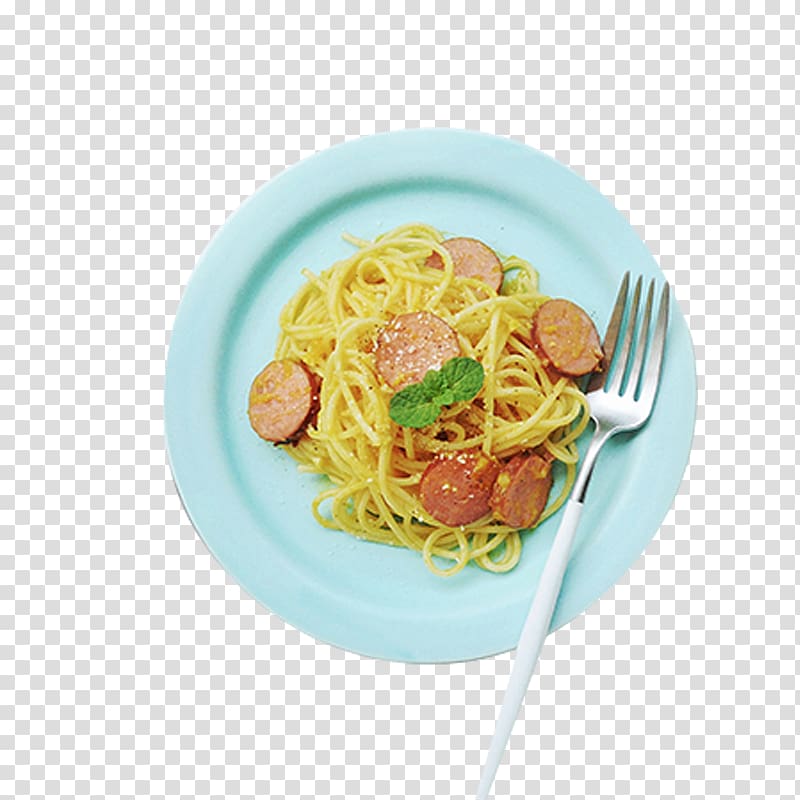 Spaghetti alla puttanesca Spaghetti aglio e olio Carbonara Taglierini Naporitan, Ham noodles transparent background PNG clipart