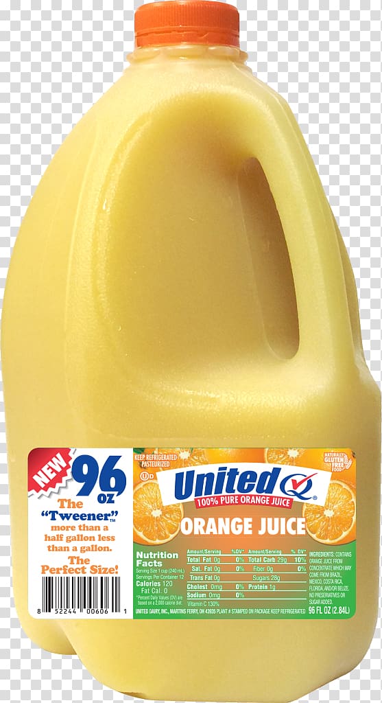 Orange drink Orange juice United Dairy, Inc. Dairy Products, gallon of orange juice transparent background PNG clipart