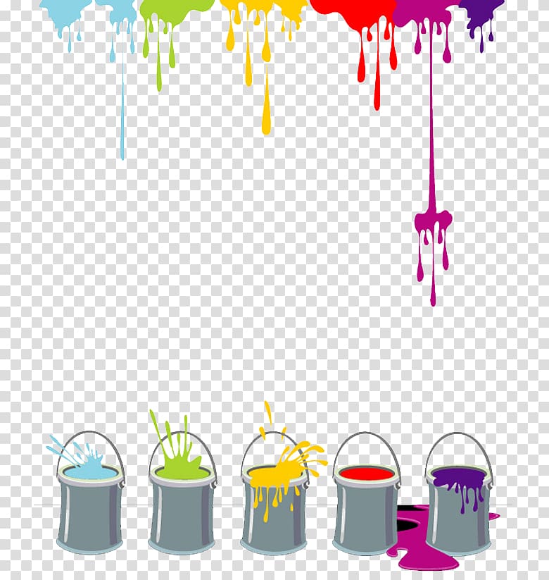 five paint cans illustration, Painting Euclidean , Color Paint Bucket transparent background PNG clipart