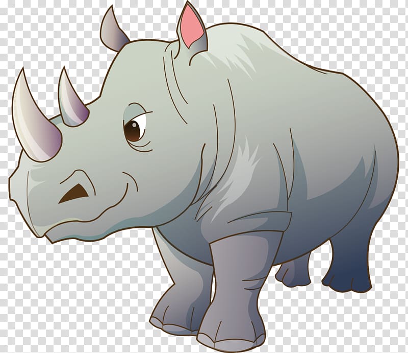gray rhino , Rhinoceros Cartoon , Bulky hand-painted cartoon rhino transparent background PNG clipart