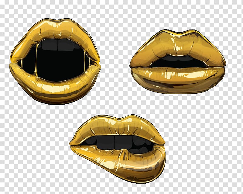 three brown human lips , Lip Euclidean Icon, Black gold lips mouth transparent background PNG clipart