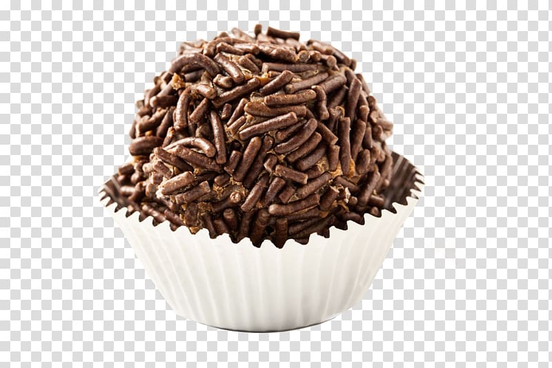 chocolate cupcake with white liner illustration, Brigadeiro Brazil Chocolate truffle Beijinho Sprinkles, others transparent background PNG clipart