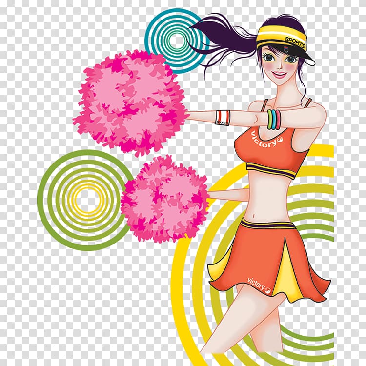 Cartoon Cheerleader Illustration, Cheerleaders beauty illustration transparent background PNG clipart