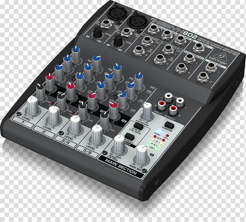 Audio Mixers Behringer Xenyx 802 DJ mixer Behringer Xenyx X1222USB, others transparent background PNG clipart