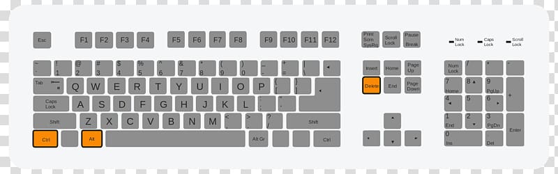 Computer keyboard Control-Alt-Delete Delete key Control key Keyboard shortcut, Computer transparent background PNG clipart