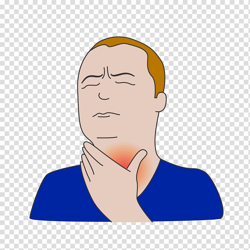 man holding his throat illustration, Neck Sore throat Cartoon , cough transparent background PNG clipart