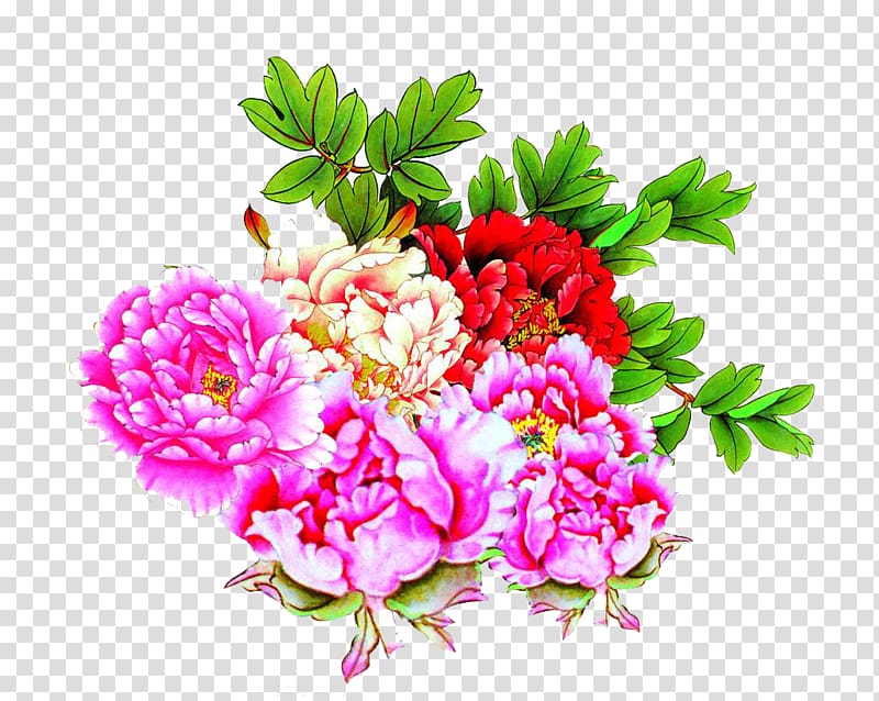 China Moutan peony, Bright peony flowers transparent background PNG clipart