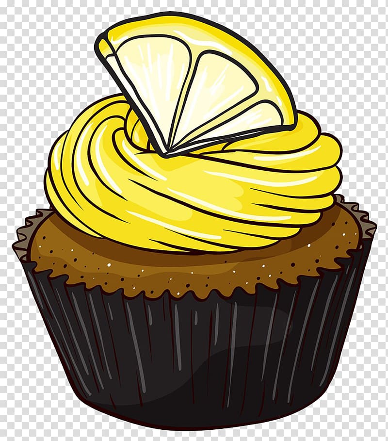 Cupcake Icing Lemon , Fruit Cake painted transparent background PNG clipart