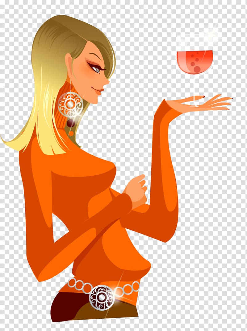 Red Wine Wine glass, Drink red wine cartoon beauty figure transparent background PNG clipart