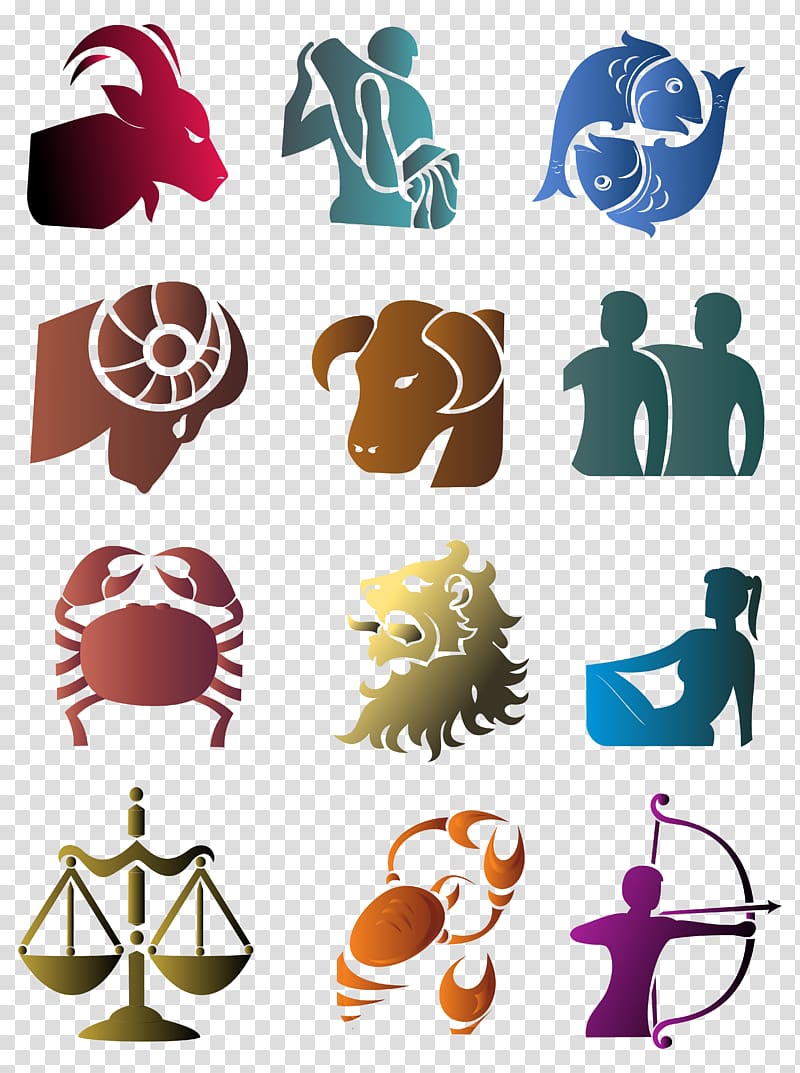assorted-color zodiac signs illustration, Zodiac Astrological sign Symbol , Zodiac Signs Set Large transparent background PNG clipart