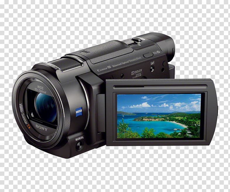 Sony Handycam FDR-AX33 Sony Handycam FDR-AX53 4K resolution Camcorder 索尼, Camera transparent background PNG clipart
