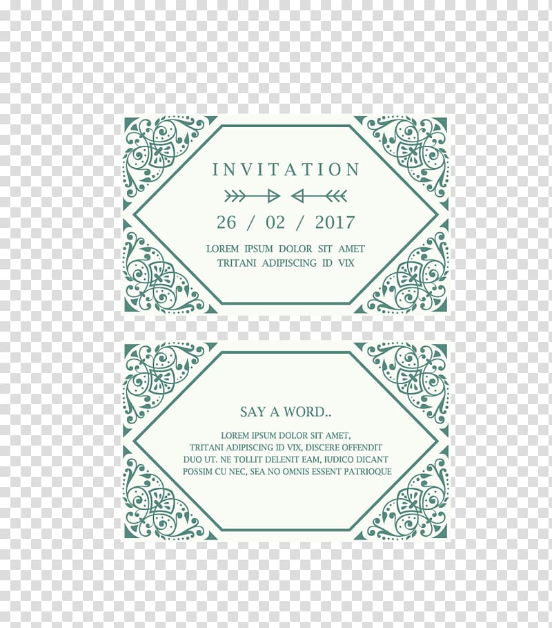 Wedding invitation Convite Green Gratis, Pattern cards transparent background PNG clipart