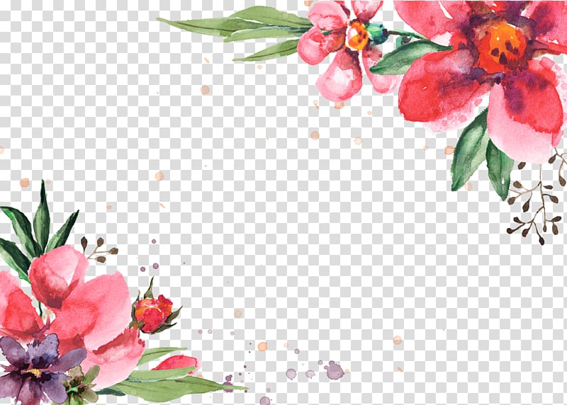 pink flowers illustration, Flowers Border transparent background PNG clipart