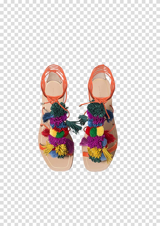 Sandal Zara Pom-pom Shoe Leather, sandal transparent background PNG clipart