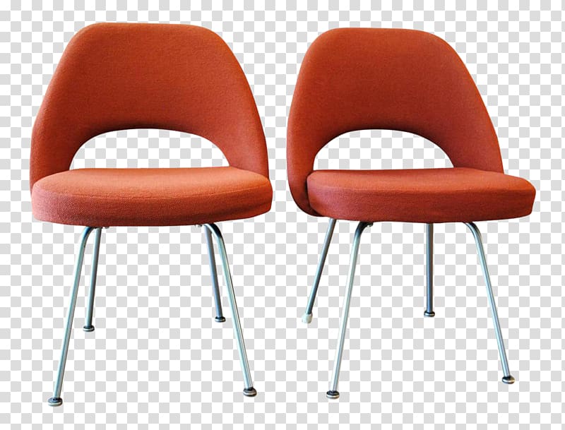 Womb Chair Table Dining room, Orange Chair transparent background PNG clipart