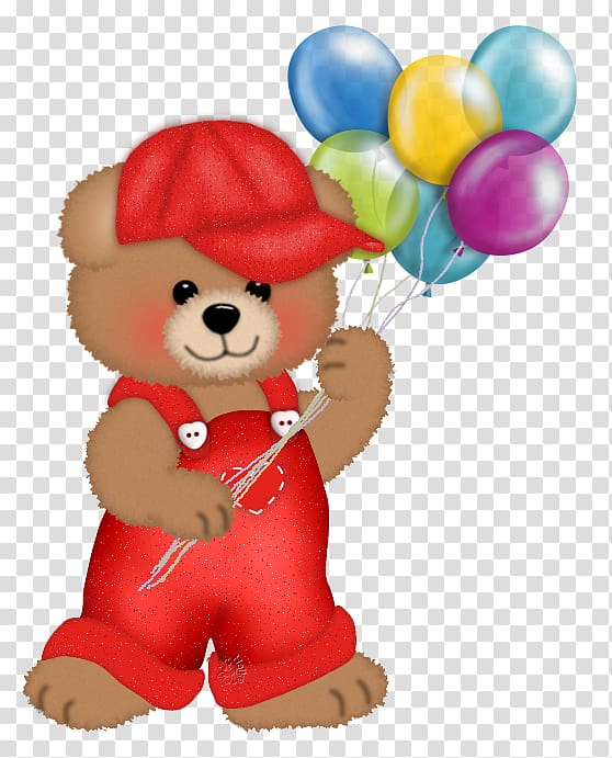 Teddy bear Balloon, Hand-painted bear playing with balloons transparent background PNG clipart