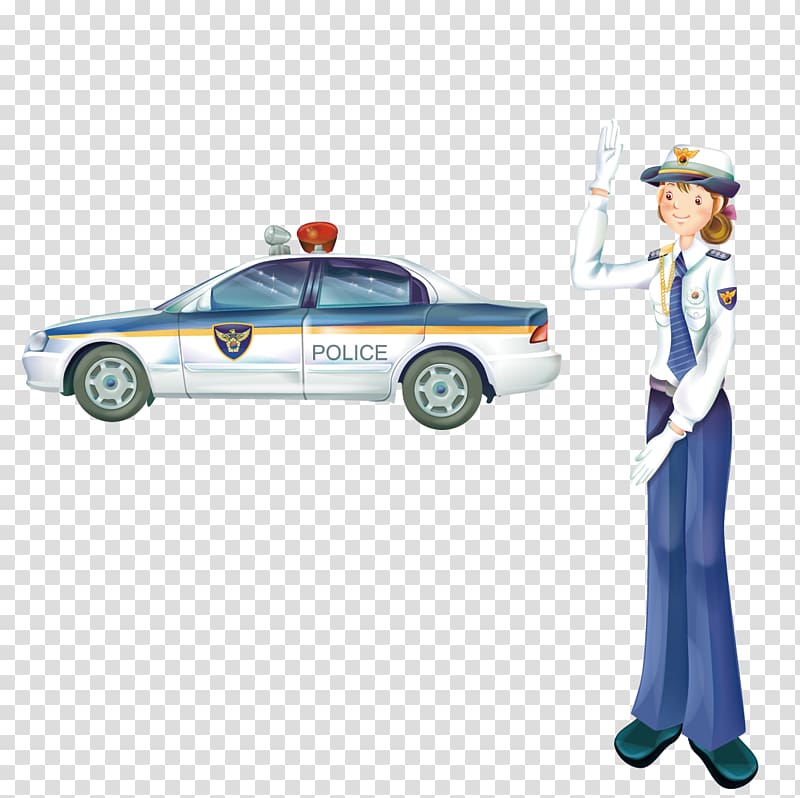 Police car Police officer, Female traffic police standing next to transparent background PNG clipart