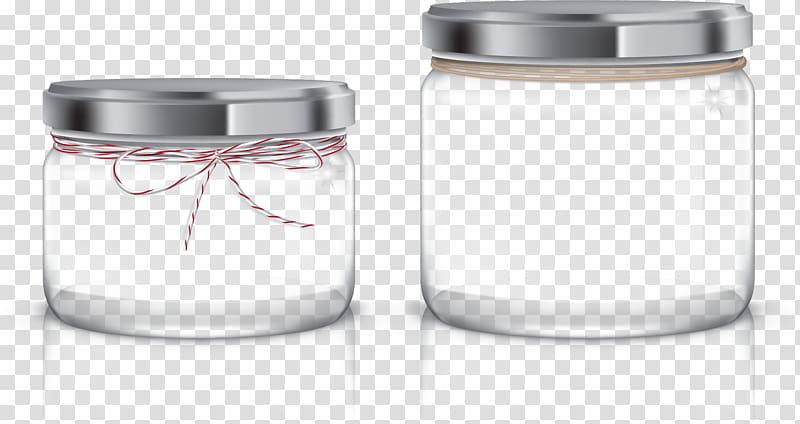 two clear glass jars with gray caps illustration, Mason jar Glass Lid Food storage containers, painted glass jar transparent background PNG clipart