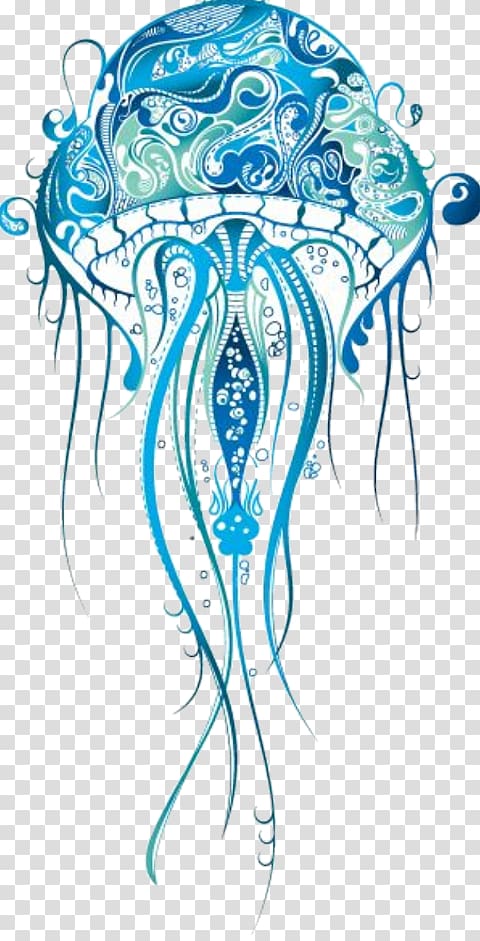 Blue jellyfish Drawing, design transparent background PNG clipart