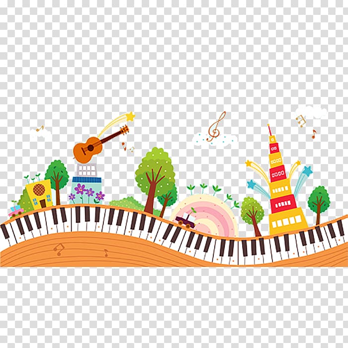 Piano Musical composition, Yellow piano road transparent background PNG clipart