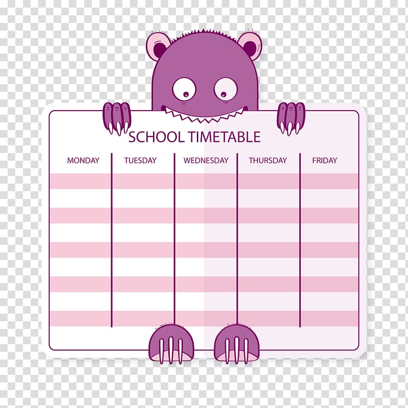 School timetable Schedule Euclidean , curriculum transparent background PNG clipart