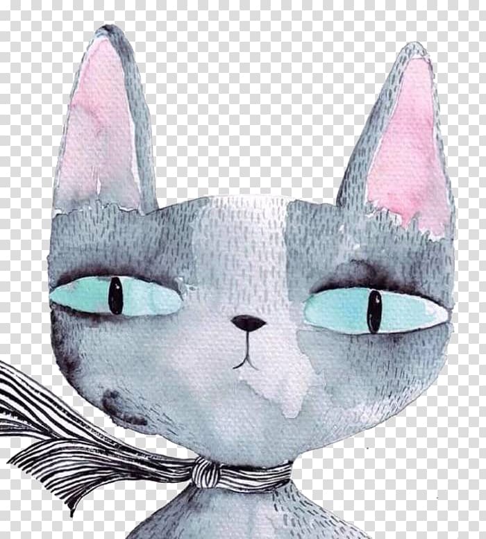 Cat Kitten Watercolor painting Art Illustration, Cat transparent background PNG clipart