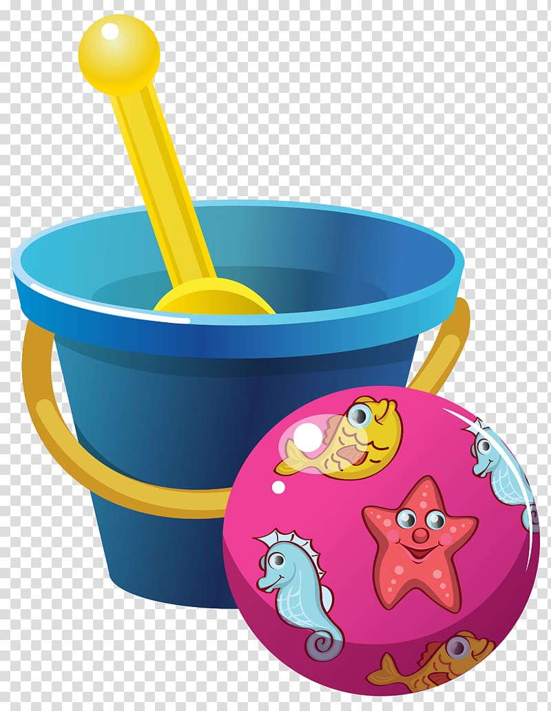 blue bucket with pink balloon illustration, Bucket Shovel , Beach Bucket and Ball transparent background PNG clipart
