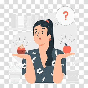 illustration, Choice, options, food, people, decision, preferences, question transparent background PNG clipart thumbnail