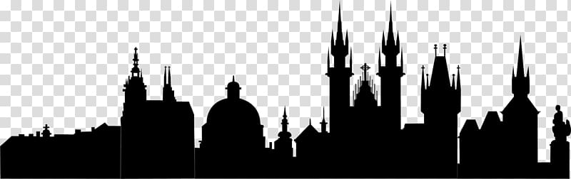 silhouette of buildings illustration, Prague Silhouette Skyline , Mosque silhouette black church transparent background PNG clipart