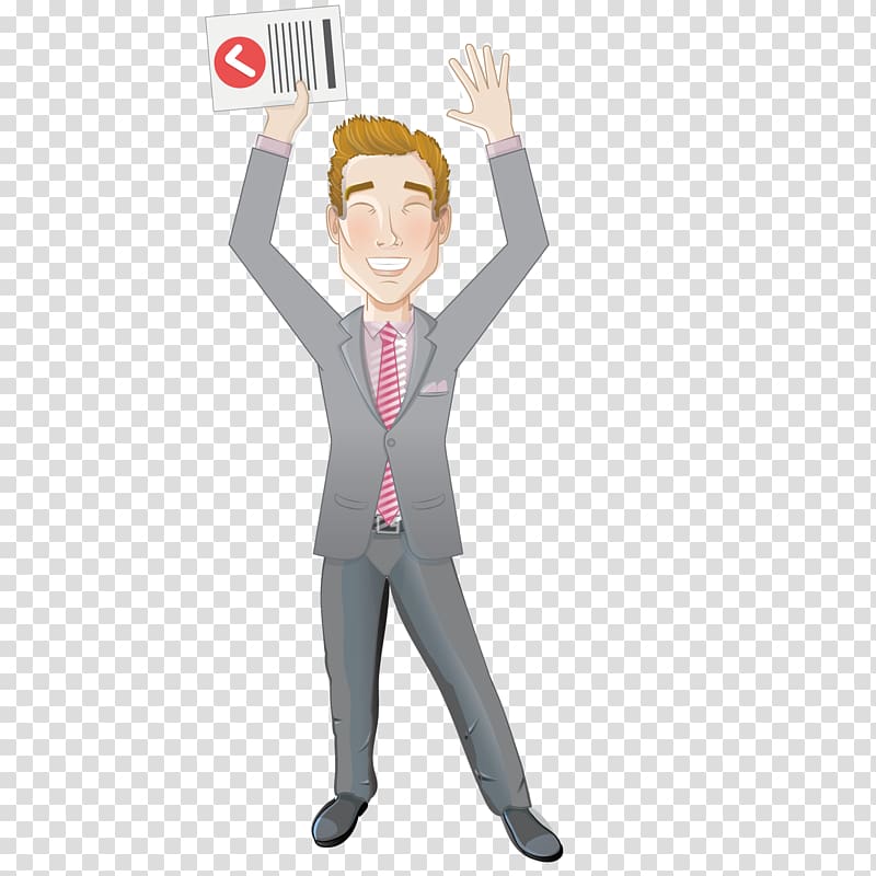 Cartoon Businessperson Antreprenor, Happy staff transparent background PNG clipart