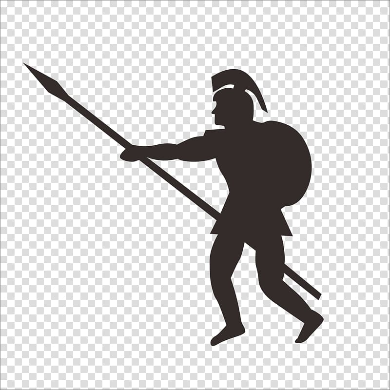 silhouette of gladiator illustration, Ancient Rome Soldier Silhouette , Soldiers transparent background PNG clipart