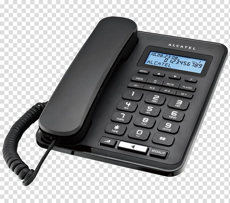 Alcatel Mobile Digital Enhanced Cordless Telecommunications Cordless  telephone Home & Business Phones, phone desk transparent background PNG  clipart | HiClipart