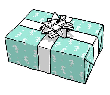 Paper Box Green Gift wrapping, mint seahorse transparent background PNG clipart