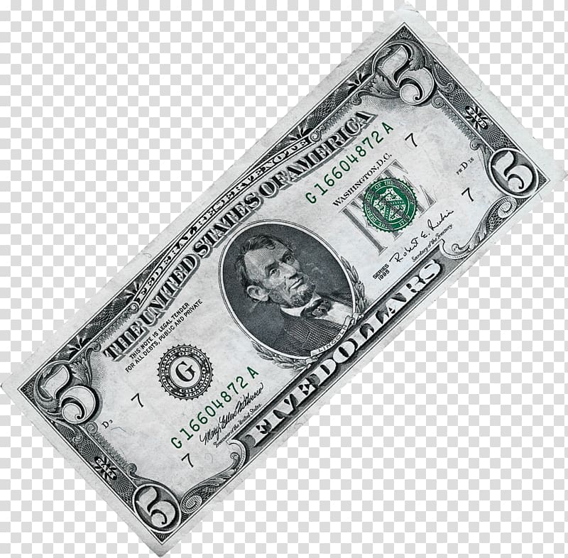 United States five-dollar bill Banknote United States Dollar United States one-dollar bill, Money transparent background PNG clipart