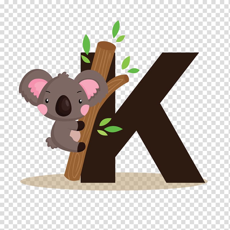 brown koala , Letter Alphabet , K letter transparent background PNG clipart