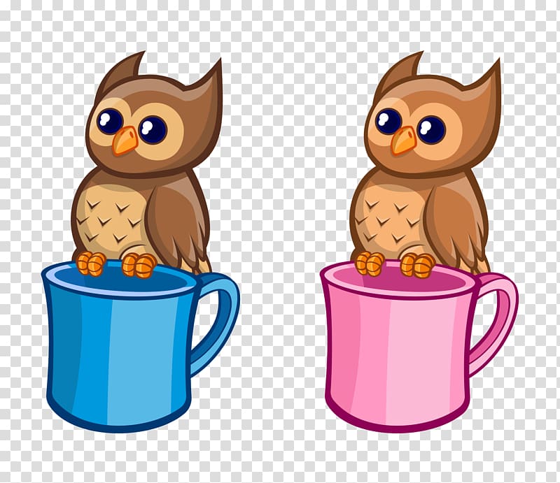 Owl Paper Business card , Cartoon cute standing cup owl transparent background PNG clipart