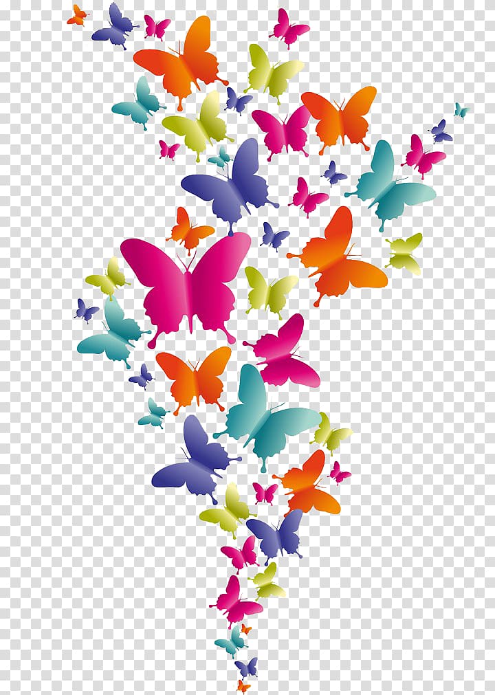 assorted-color butterflies illustration, Color Illustration, Butterfly pattern transparent background PNG clipart