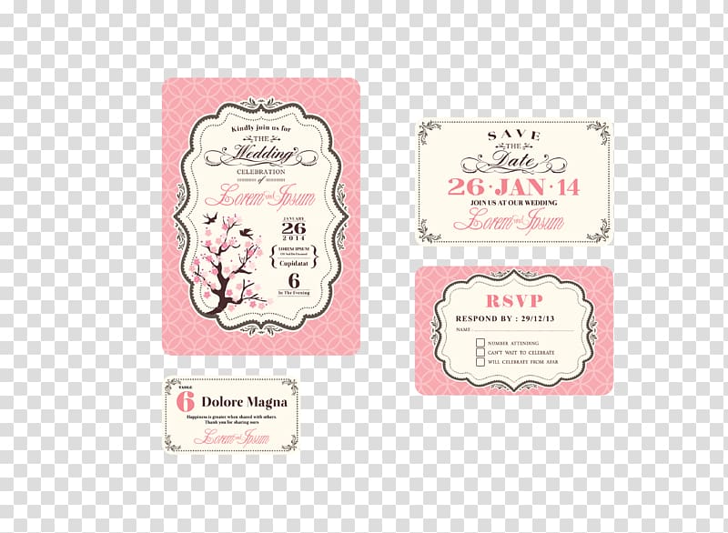 Wedding invitation Greeting card , Pink Wedding Invitation transparent background PNG clipart