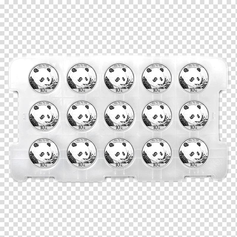 Giant panda Chinese Silver Panda China, metal coin transparent background PNG clipart