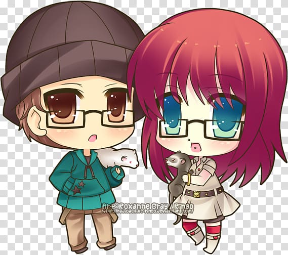 Chibi Mangaka Drawing Anime, Chibi couple transparent background PNG clipart