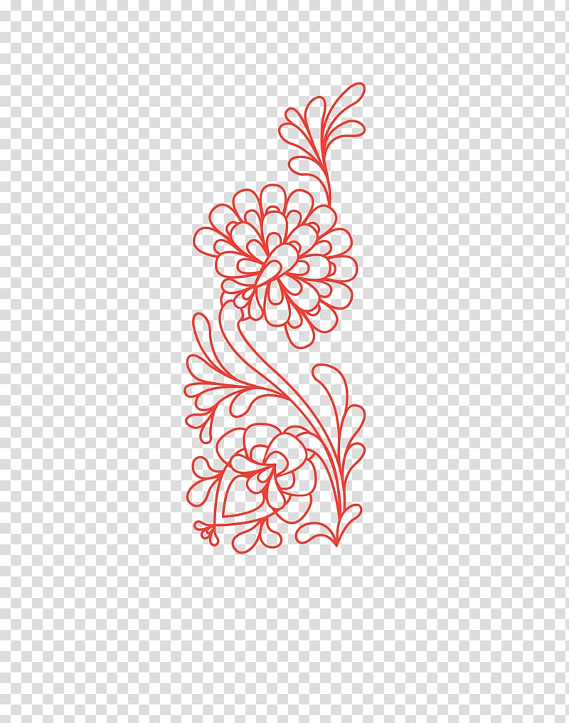 Graphic design, red pen simple peony decoration transparent background PNG clipart