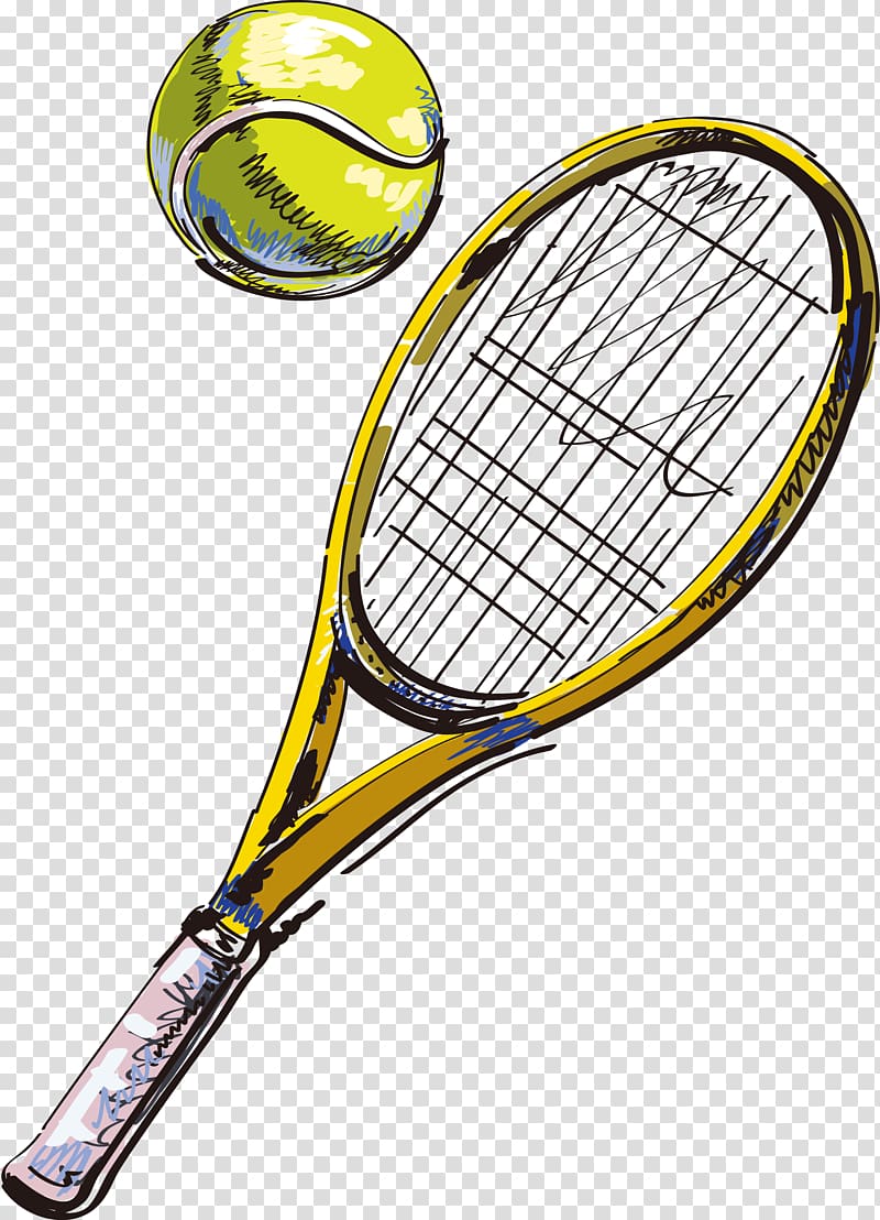 yellow tennis racket with ball illustration, Tennis Racket Throw pillow Badminton, tennis transparent background PNG clipart