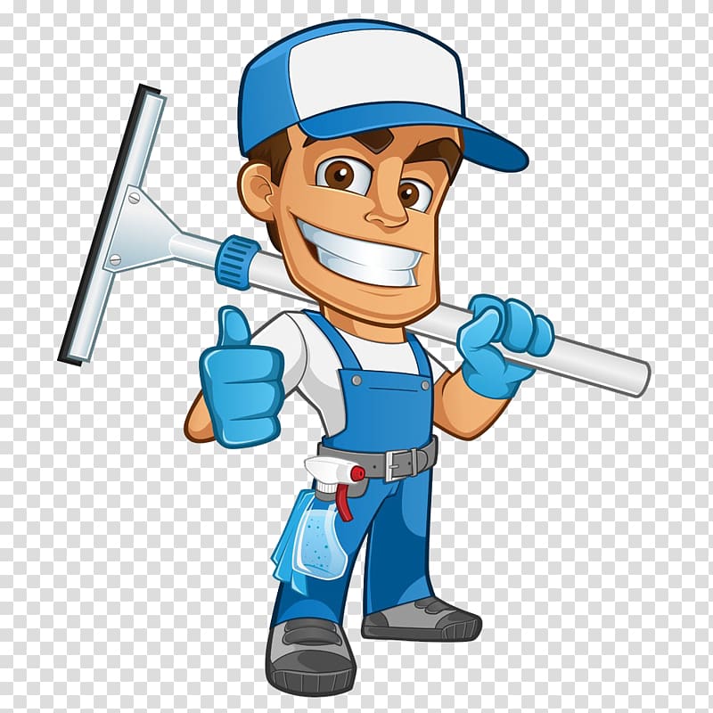 man holding mop illustration, Cleanliness Window cleaner Business Household Housekeeping, A man carrying a glass wipe transparent background PNG clipart