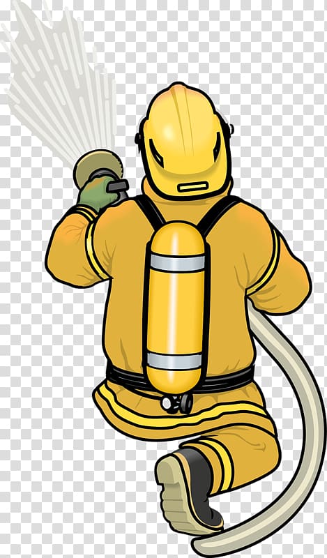 firefighter spraying water, Firefighter Fire extinguisher Animation Firefighting, Hand-painted cartoon fireman transparent background PNG clipart